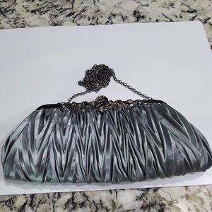 Gray silk evening purse